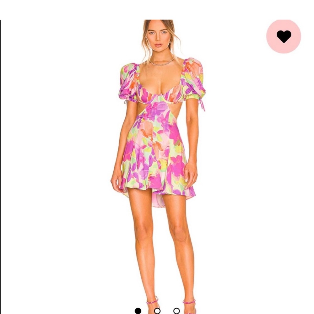 Mya Mini For Love & Lemons Pink Floral Puff-Sleeve Mini Dress